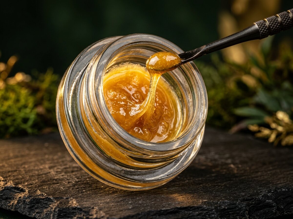 Solventless live rosin in a glass jar